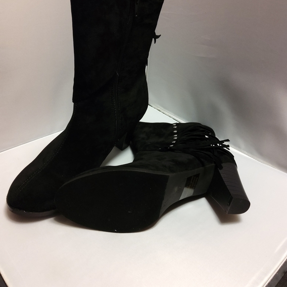 Black Stud-Accent Fringe Ankle Boot - Picture 7 of 11